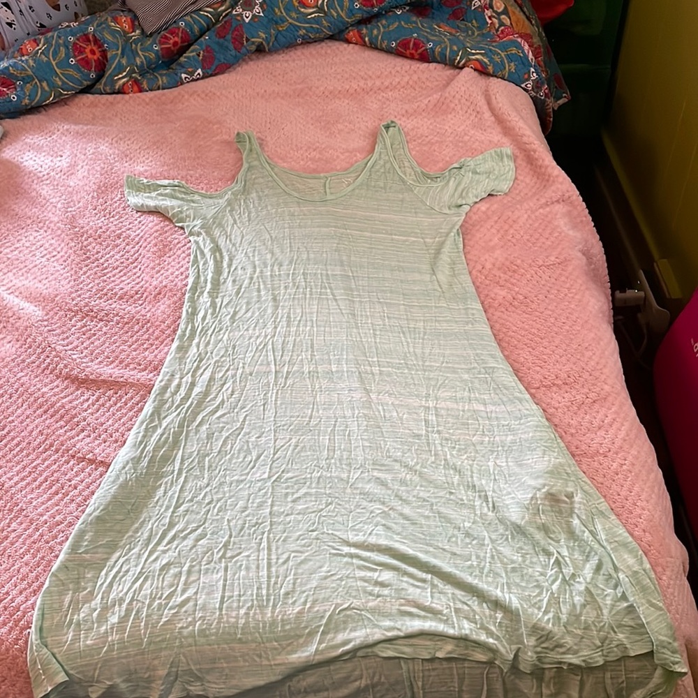 New York & Company Mint Green and White Dress W/ pocket